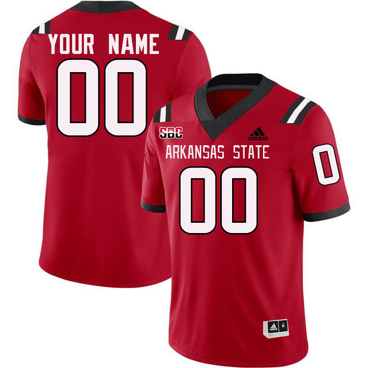 Custom Arkansas State Red Wolves Plyer's Name And Number Football Jersey-Red